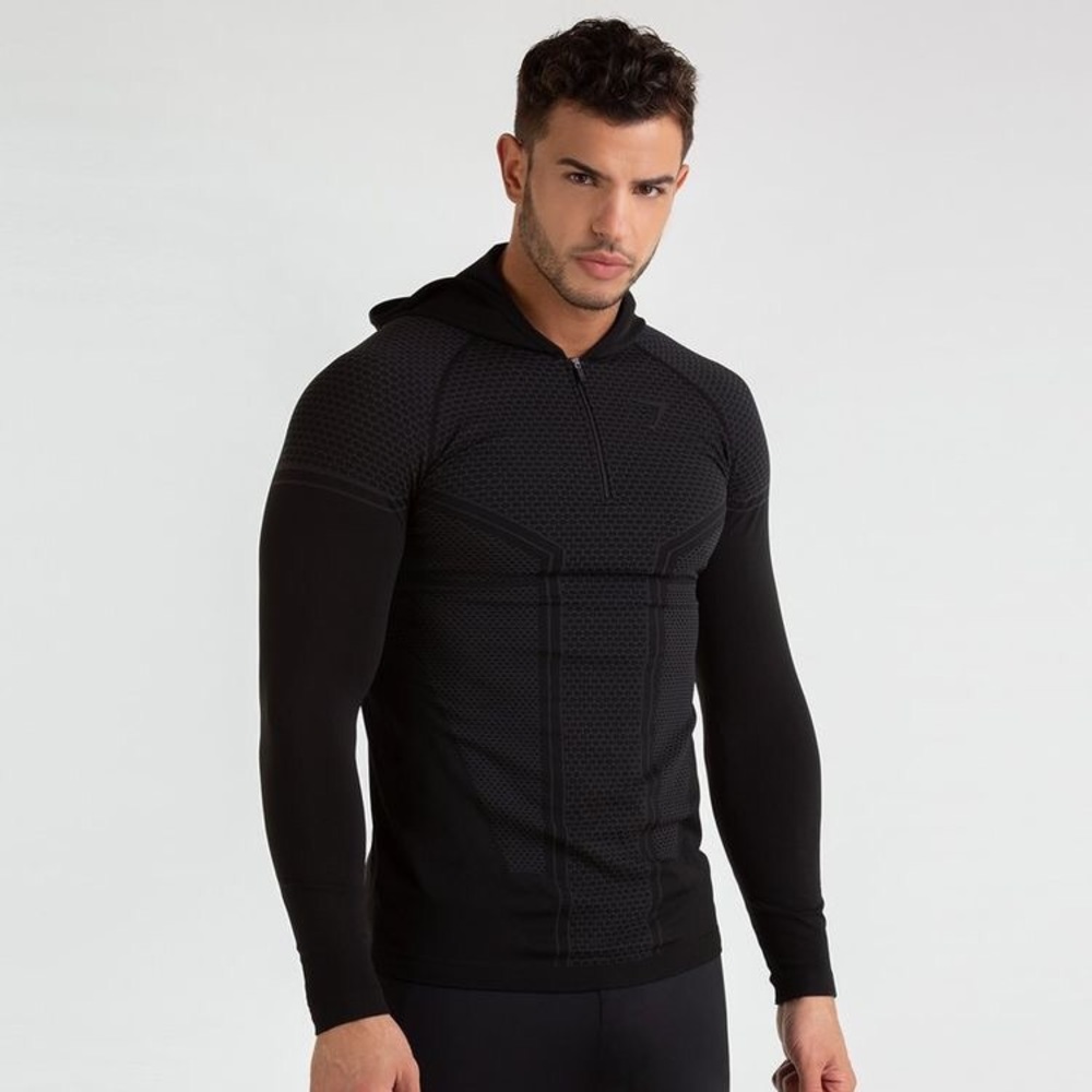 Gymshark onyx long sleeve hooded top small RARE